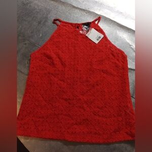 NWT Woman's Lace Detail High Neck Spaghetti Strap Tank Size 6